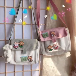 Shopping Bags Women Sweet Kawaii Printed Canvas Leisure Daily Shop High Quality Harajuku Korean Style All-match Grocery Bag New