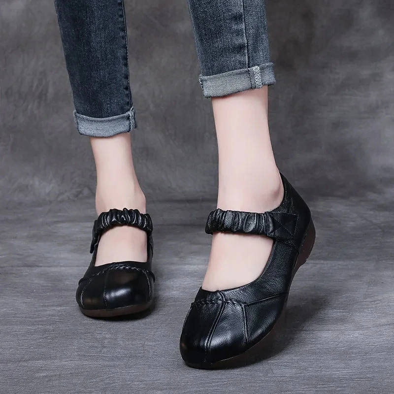 Mom comfortable autumn summer black leather shoes for women flatss oxford moccasins ballet shoes woman flat