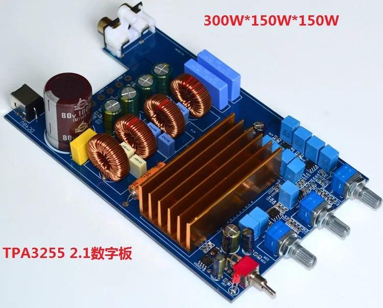 

Tpa3255 High Power Class D Fever Hifi Digital 2.1 Power Amplifier Board 300W + 150W + 150W