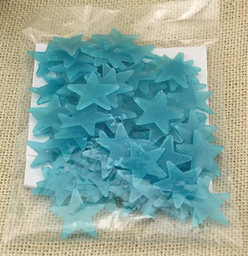 Pegatinas de estrellas luminosas de 3cm, pegatinas de PVC que brillan en la oscuridad, juguete de pintura fluorescente para dormitorio, sofá,