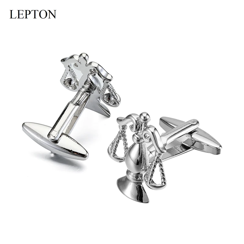 Lepton Libra Scales Cufflinks Classic Silver Color Metal Balance Cuff links for Mens Shirt Studs Gift Lawyer Relojes Gemelos