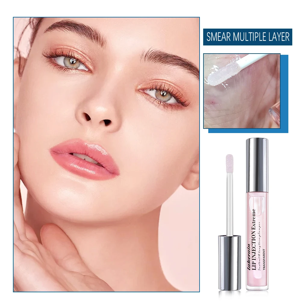 

4ml Moisturizing Sexy Full Lips Lip Plumper Transparent Lip Gloss Tint Lip Pump Waterproof Long-lasting Liquid Lipgloss Makeup