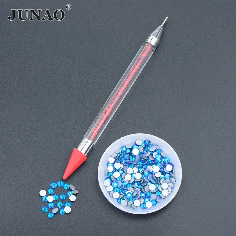 JUNAO Crystal Dotting Pen Rhinestones Stones Picking Tool Nail Art Wax Pencil Decoration Diamond Picker Pen Painting Tools