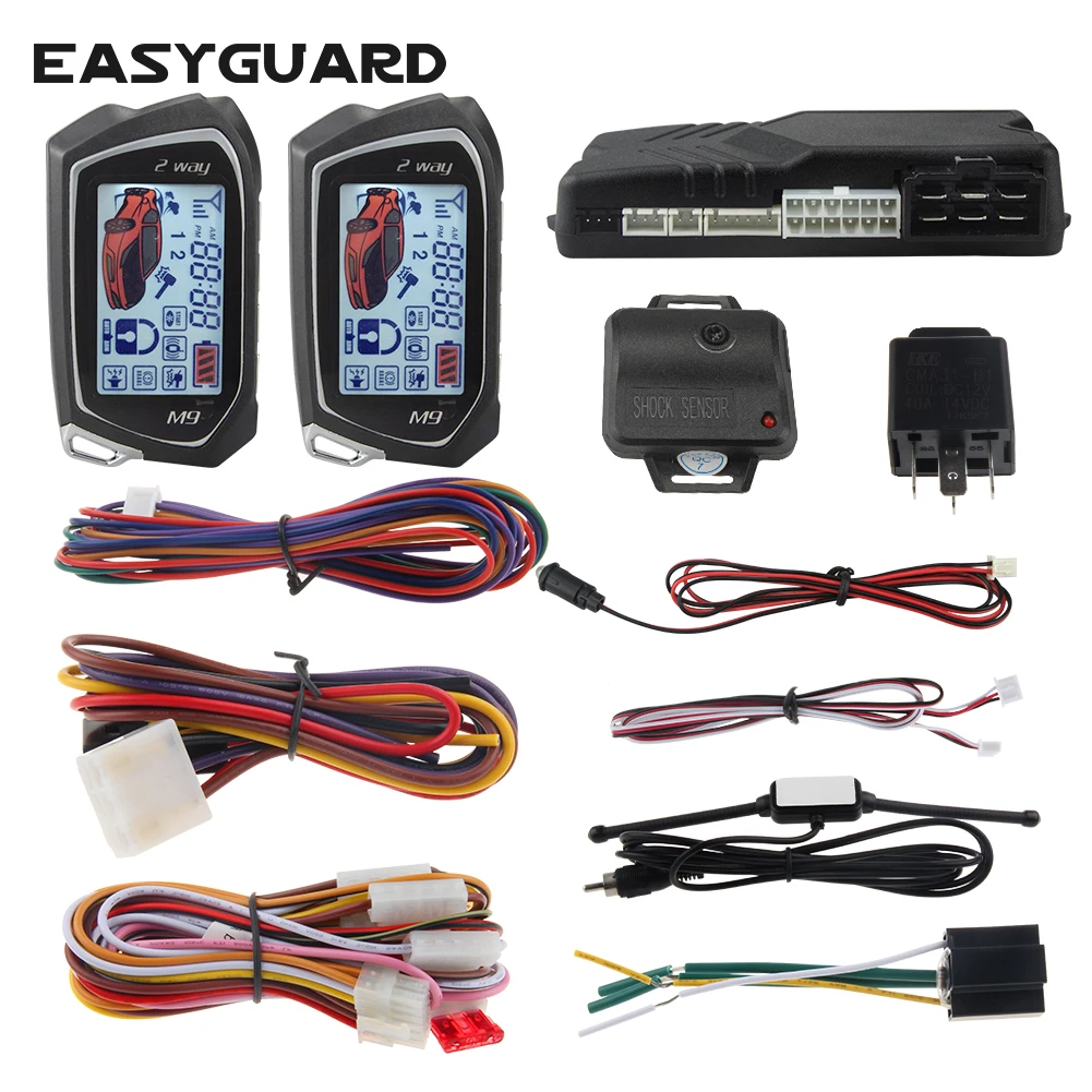 

EASYGUARD 2 way car alarm remote start lcd pager display shock alarm sensor universal car system car accessories