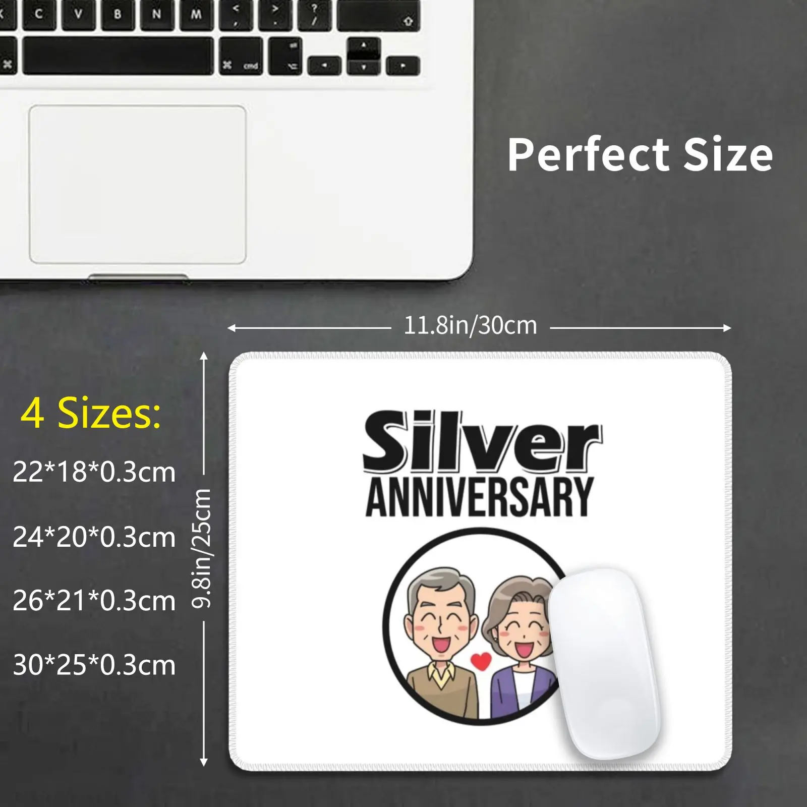 Silver Anniversary Mouse Pad DIY Print Silver Anniversary Silver Wedding Anniversary 25th Wedding