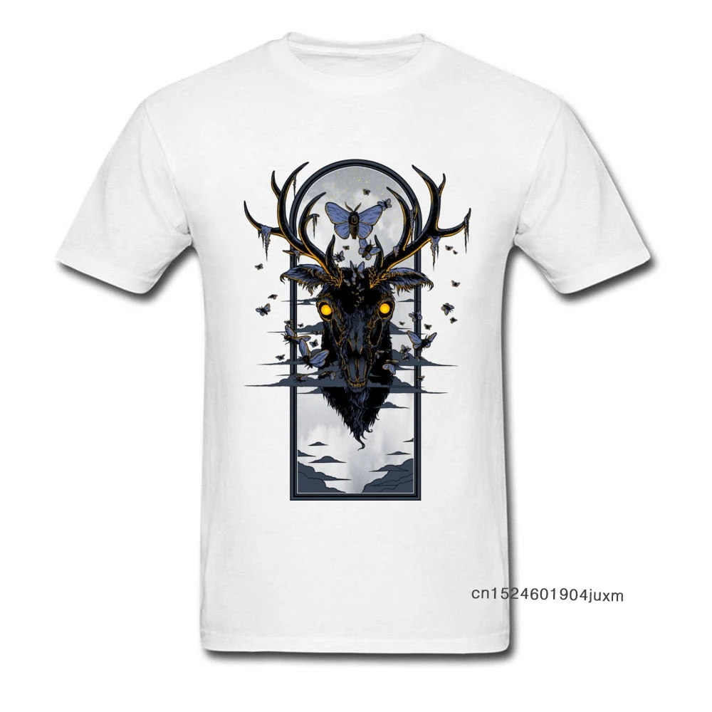 Brand New Men Tshirt Skull T Shirts Moth Eaten Deer Head T-shirts Short Sleeve Mens Summer Fall Tops Slim Fit Tees 100% Cotton