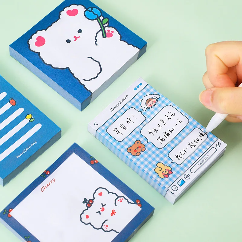 50 Sheets Bear Square Memo Pad Sticky Notes Memo Notebook Stationery Tearable Leave A Message Note Paper School Supplies