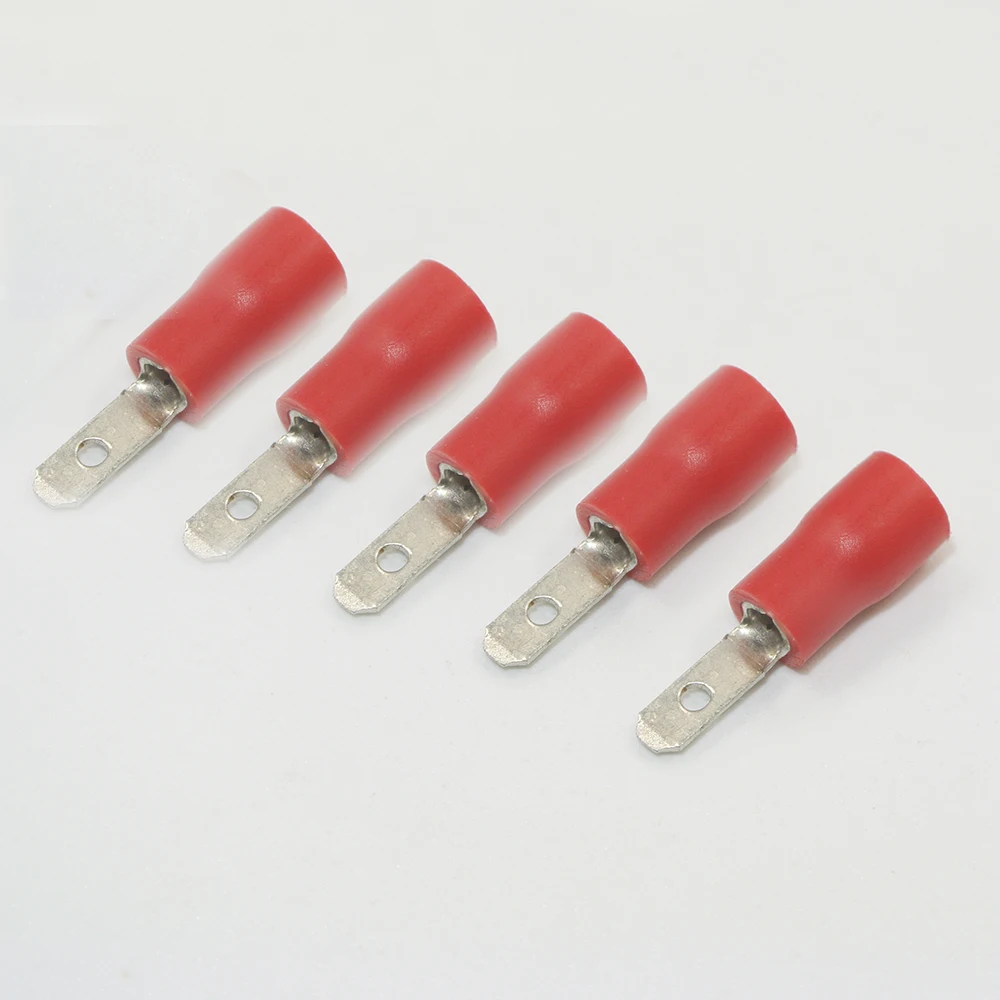 1000 pcs 2.8mm Red  Blue MALE INSULATED ELECTRICAL SPADE CONNECTOR TERMINALS,WIRING,CRIMP 22-16 AWG