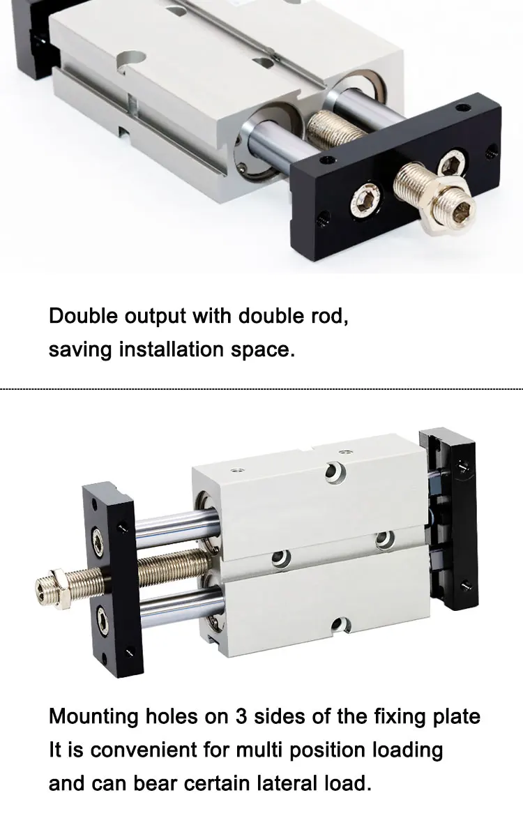 TNJ Pneumatischer Luftzylinder mit Einstellbarem Hub, Doppeltwirkend, Doppelwelle, Doppelstangen-Zylinder für Automatisierungsanlagen, Kolben – Detail 4