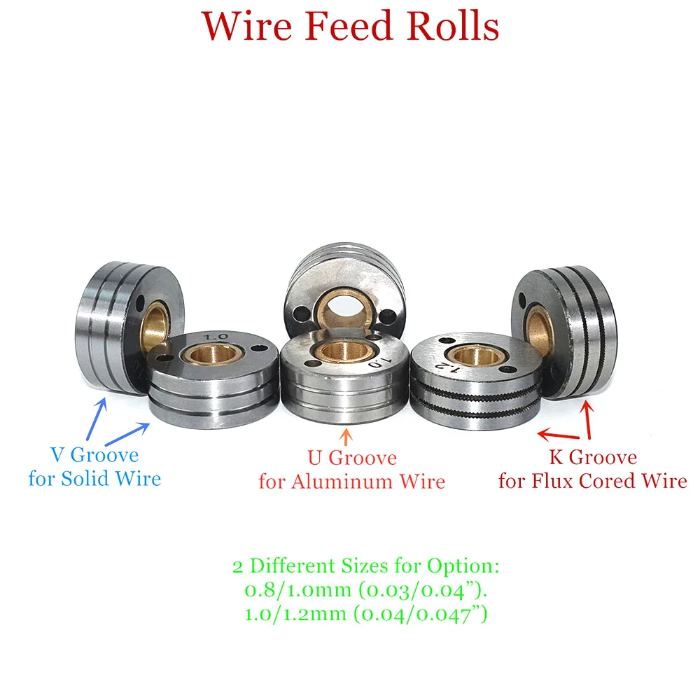 Wire Feeder Roll V U K Knurl Groove 0.8 1.0 1.2mm for Steel Aluminum Flux Cored Wire MIG Welding Machine