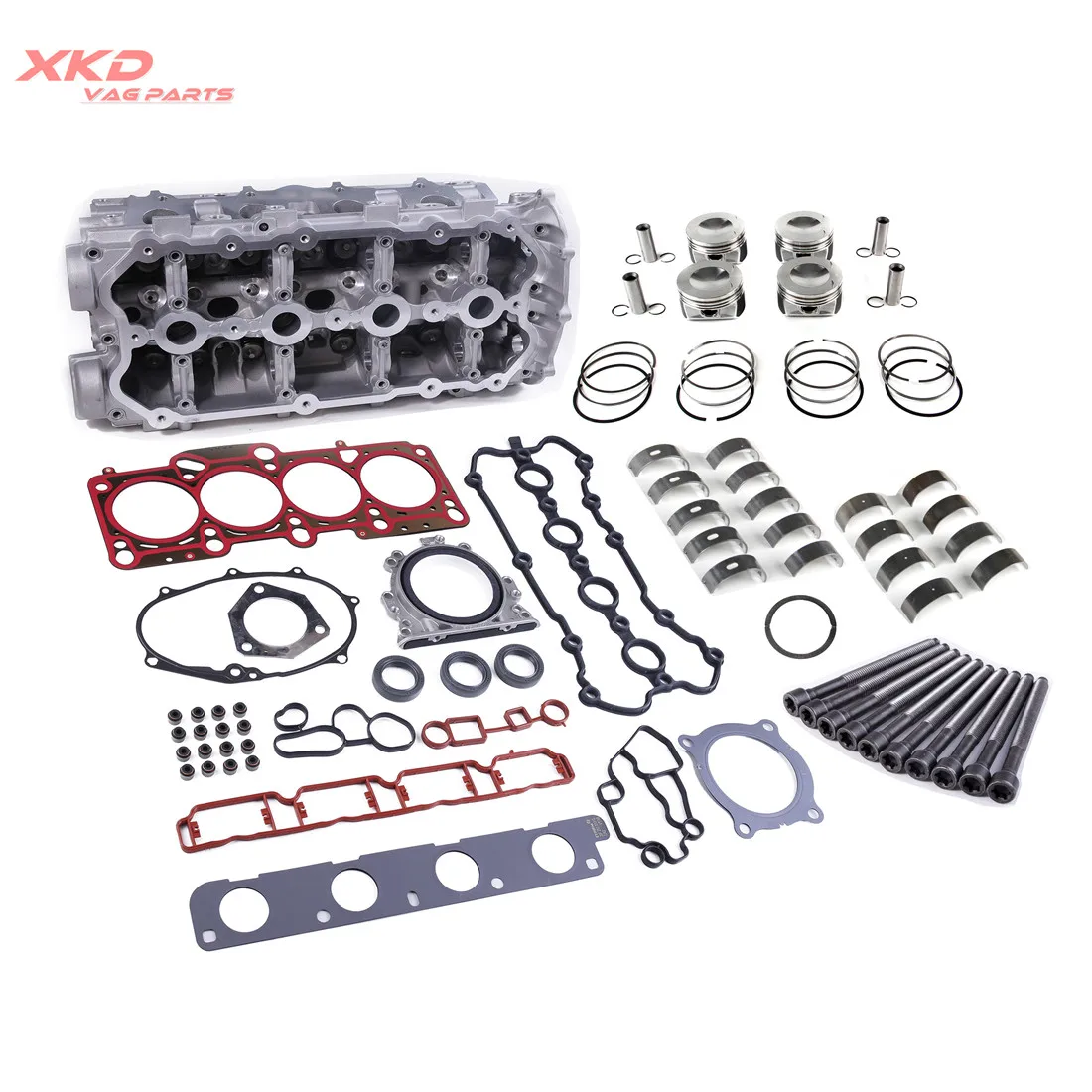 

2.0T Cylinder Head Gaskets Bolts Con Rod Crankshaft Bearing Pistons Fit For VW Passat Audi A3 A4 A6 TT Seat Leon BPY BWA BPG BWT