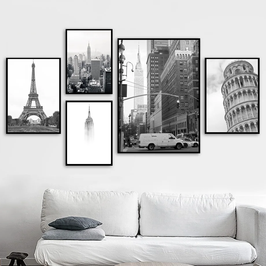 Statue of Liberty Bridge Paris Tower Wall Art Canvas Painting Vintage Nordic Posters And Prints Wall