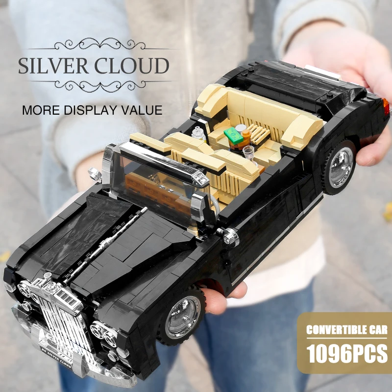 Mould King 10006 Car Toys The MOC 1964 RR Sliver Cloud Car Model Building Blocks Assembly Technical Bricks Kids Christmas Gifts