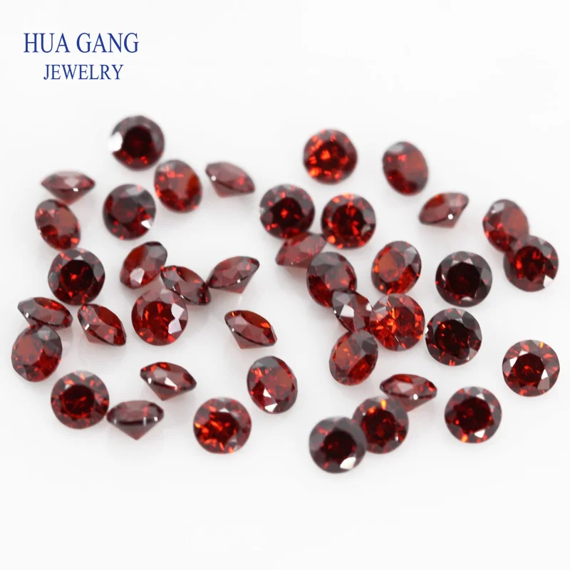 Deep Garnet 4~16mm Cubic Zirconia Round Shape Loose 5A CZ Stone Brilliant Cut Synthetic Gems For Jewelry Making