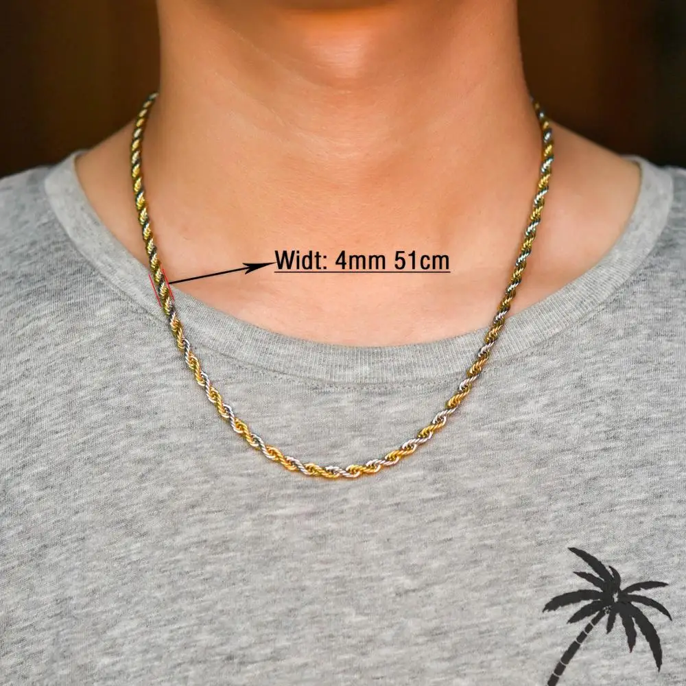 Unisex Stainless Steel Twist Rope Chain Choker 2-6mm 16-30in - Image 6