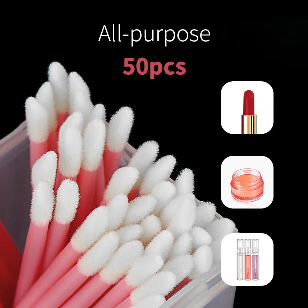 50 Pcs Disposable Cosmetic Lip Brush Makeup Lipstick Mascara Wands Applicators Eyelash Cleaner Lip Gloss Make Up Brushes Tools