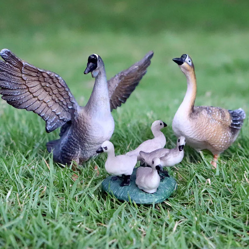Oenux Simulation Cute Poultry Farm Animals Model Duck Goose Hen Chicken Cow Pig Miniature Action Figures Toy Xmas Gift For Kids