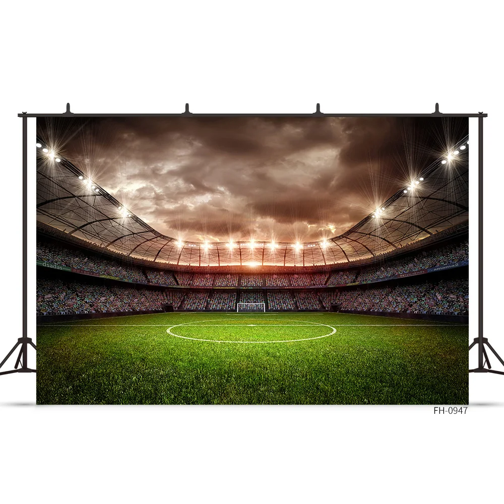 Customize Soccer Football Field Stadium Background Photography For Birthday Boy Photocall Communion Baby Photo Studio Backdrops