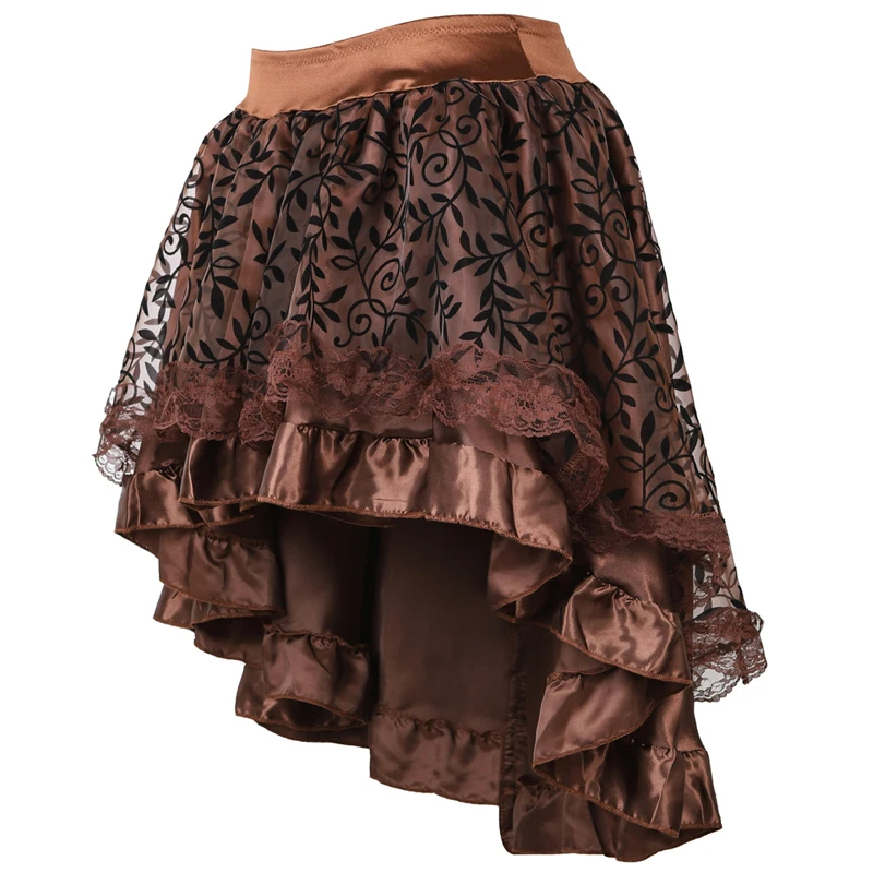

Skirts Womens Burlesque Corset Skirt High Waist Multilayer Lace Victorian Costumes Gothic Steampunk Skirt Matching Corset Black