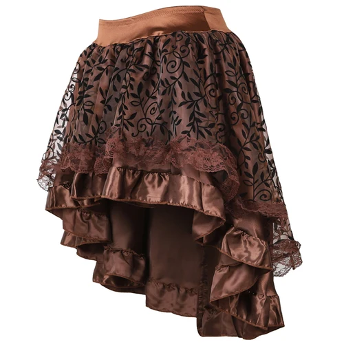 Faldas para mujer, falda con corsé burlesco, cintura alta, encaje multicapa, disfraces victorianos, falda gótica Steampunk, corsé a juego negro