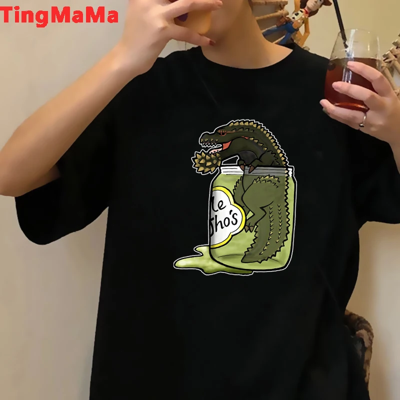 Hot Japanese Cartoon Monster Hunter T Shirt Men Kawaii Anime Shirt Funny Dinosaur Graphic Tees Unisex Tops Black T-shirts Male