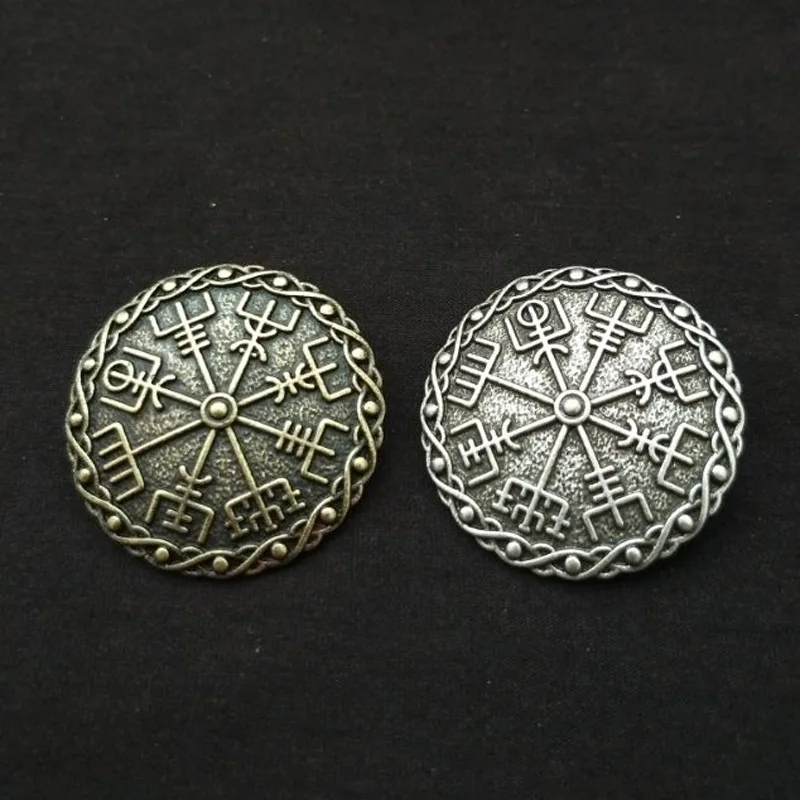 Nordic Viking Amulet fibula Brooches Vegvisir Scandinavian Compass Icelandic Wicca Talisman celt Knot Brooch Badge Pin Viking B