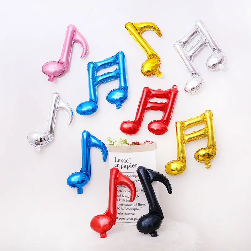 10pcs colorful Music Double notes balloon high school party festa birthday musical notes foil BALLOONS NEON event party supplies