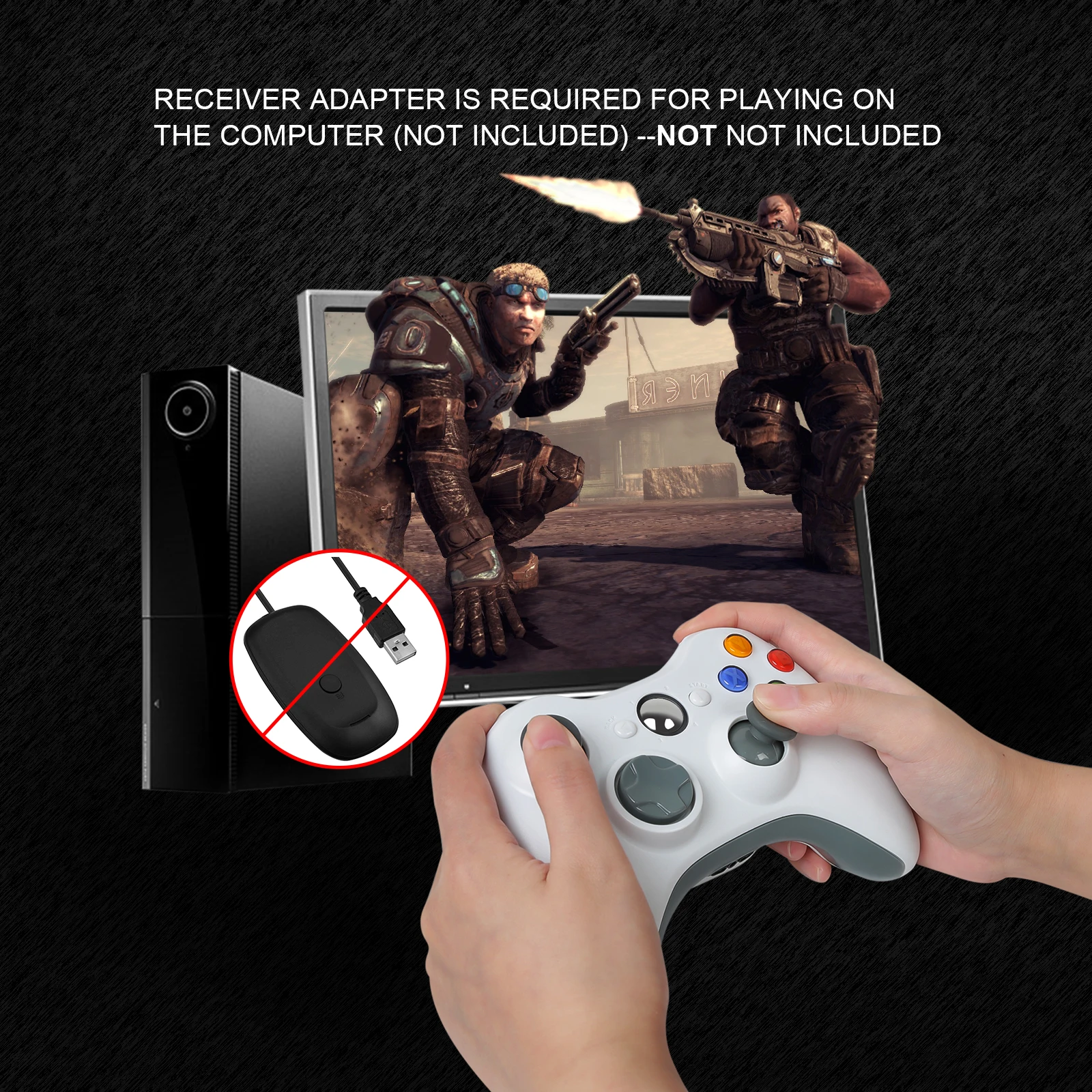 Mando inalámbrico para Xbox 360 2,4G, con receptor de PC para Windows 7/8/10, Joystick de doble vibración