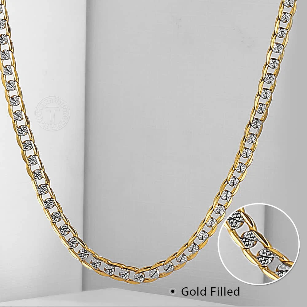 Davieslee Mens Womens Necklace Bracelet Yellow Gold Color Chain Curb Jewelry Bracelet Necklaces for Women Men 4mm LGN64