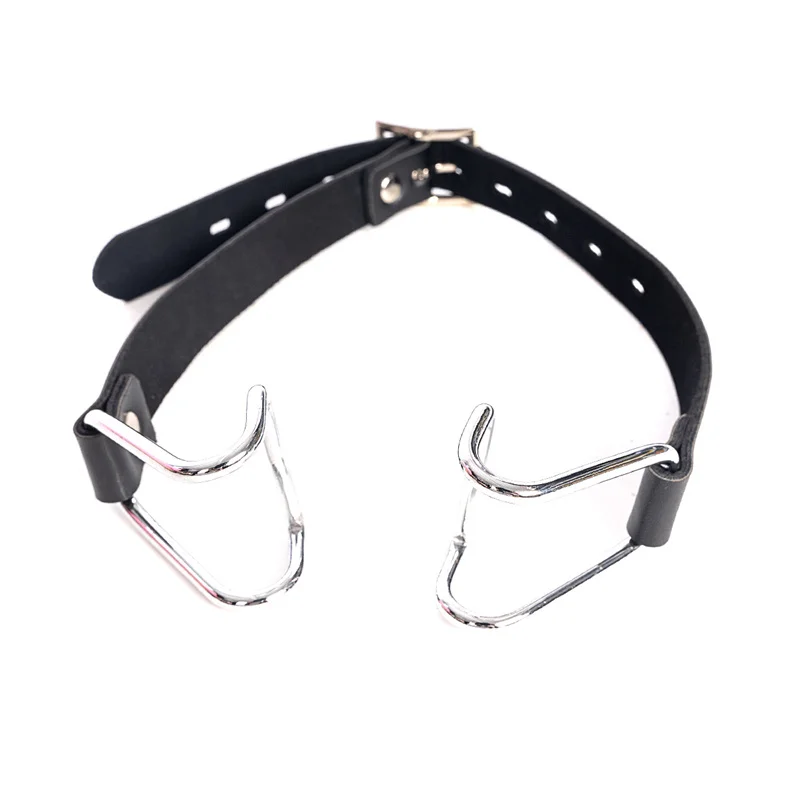 Bdsm Slave Nose Hook Oral Fixation Fetish Open Mouth Bite Gag with Nose Clip Sex Toys of Leather Head Bondage Harness Strap