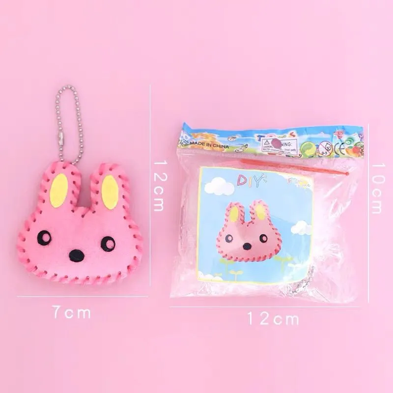 10Pcs/lot Handcraft Toys for Children Non-woven Fabric DIY Handmade Pink Bag Keychain Ornaments Arts Crafts Kits Creative Toy