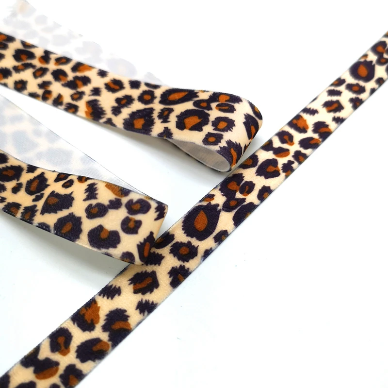 3 yards/lot Leopard Print Velvet Ribbon Wedding Party Decoration Handmade Gift Wrapping Hair Bows DIY Christmas