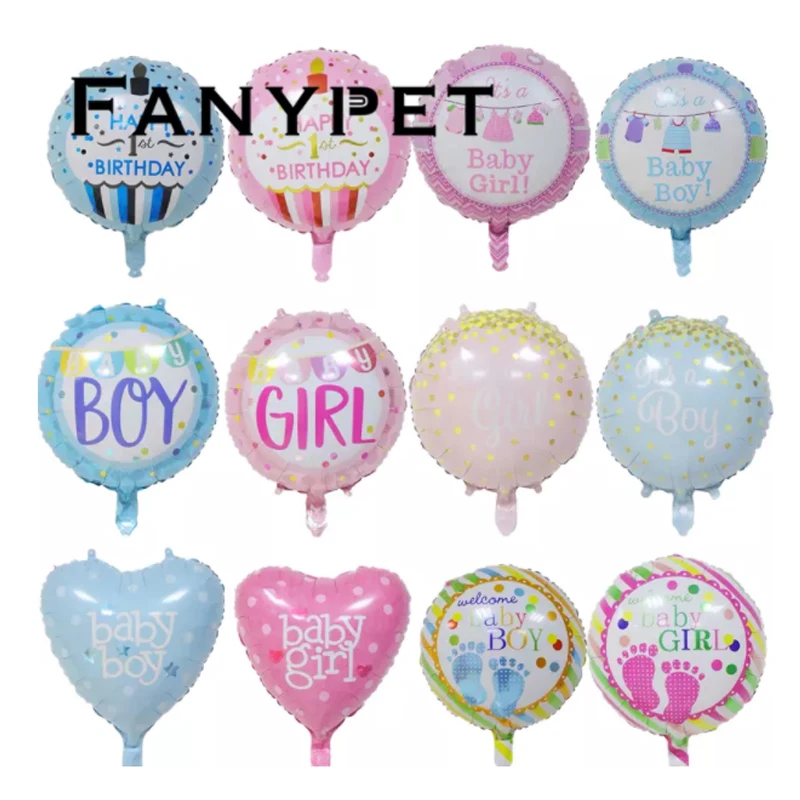 

50pcs 18inch Round Heart Baby Foil Balloons For Baby Shower Happy Birthdays Party Decorations Kids Boy Girls Toys Gifts