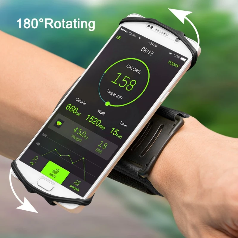 

Wrist Strap Bracket Stand Support Outdoor 180 Mobile Phone Running Phone Bag Wristband Belt Jogging Cycling Gym Arm Band Holder