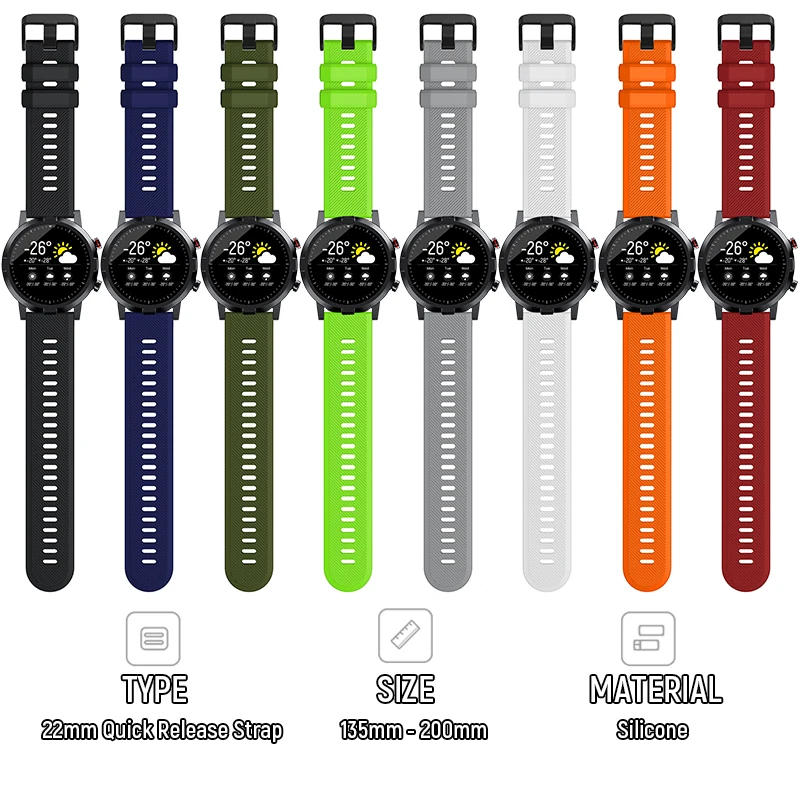 Correa de silicona para reloj inteligente Haylou Solar RT LS05S, 22mm, reemplazo de banda con patrones de textura a rayas, accesorios de pulsera deportiva