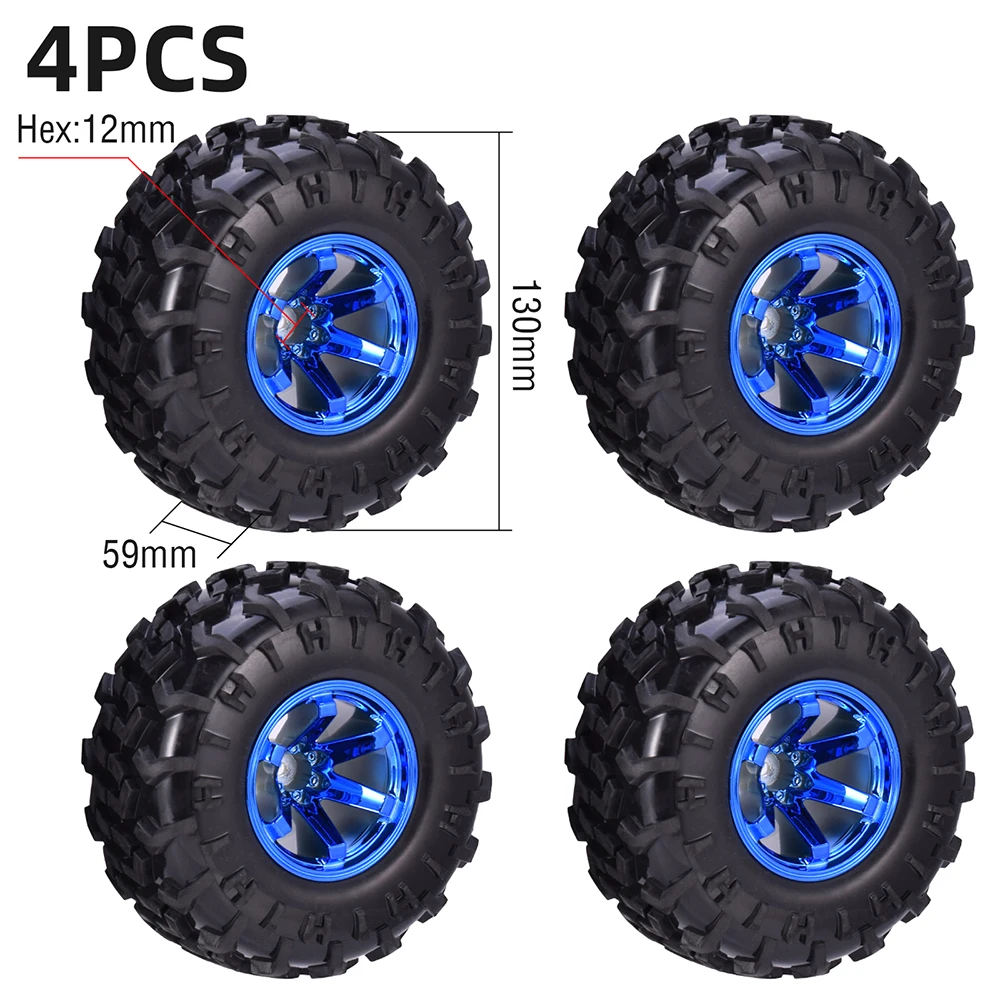 4 STUKS 12mm Hub 1/10 Wiel 120mm 125mm 130mm Monster Truck Banden Wielen Buggy RC Auto Crawler Traxxas Scx10 Buggy