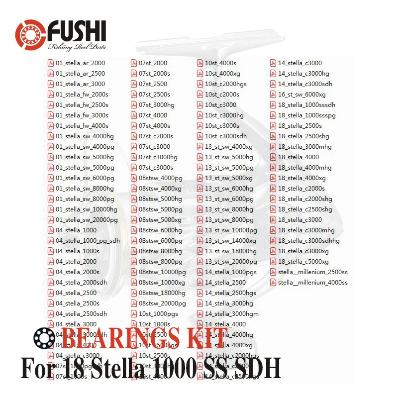 Bobina di pesca In Acciaio Inox Cuscinetti A Sfera Kit Per Shimano 18 Stella 1000 SS SDH / 03797 bobine di Filatura Cuscinetto Kit