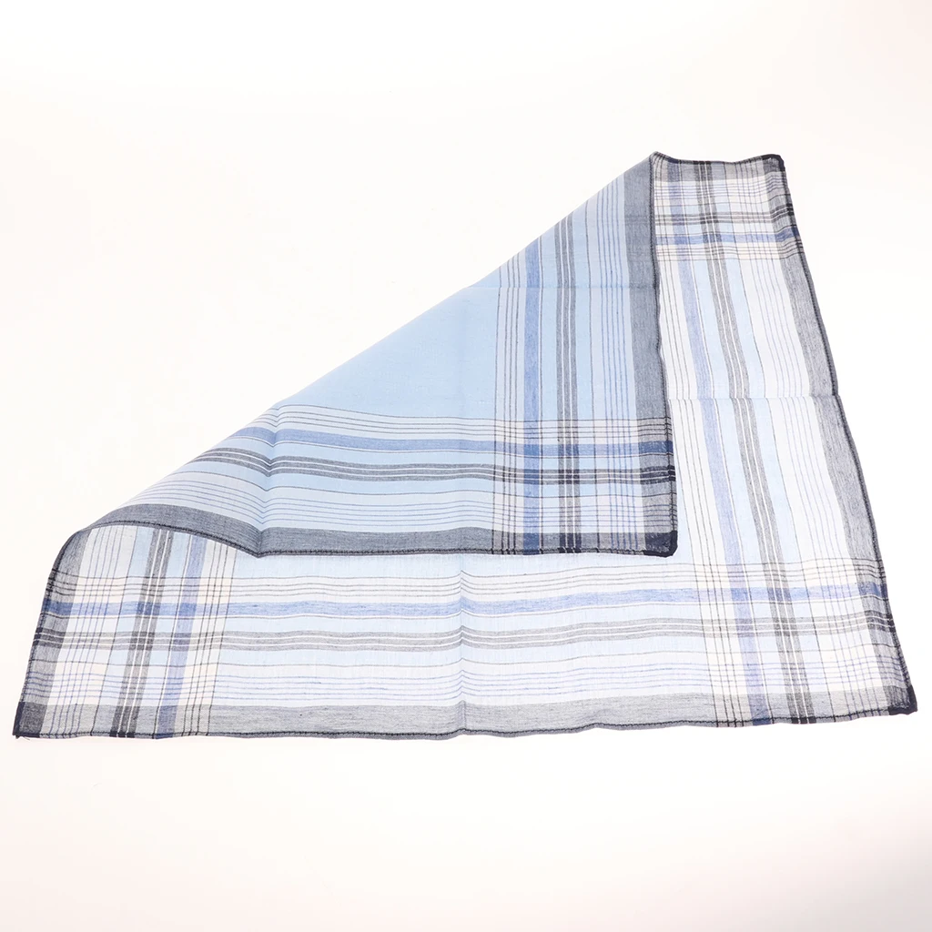 10pcs Cotton Men Square Plaid Handkerchiefs 38 x 38cm Classic Hanky Light Color Vintage Pocket Towel For Wedding Party
