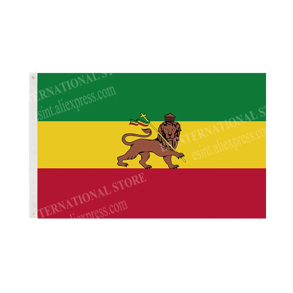 Ethiopian Lion Flag of Judah Ethiopian Rastafari Rasta Reggae Flag 90 x 150cm 3 x 5ft Custom Banner Metal Holes Grommets