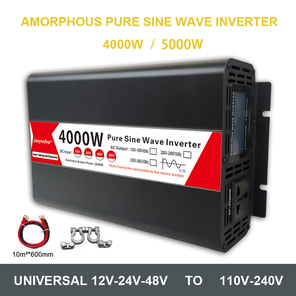 Imagem -02 - Inversor de Onda Senoidal Pura Conversor de Energia Solar para Carros 12v 220v 4000w 5000w dc 12v 24v 48v para ac 220v