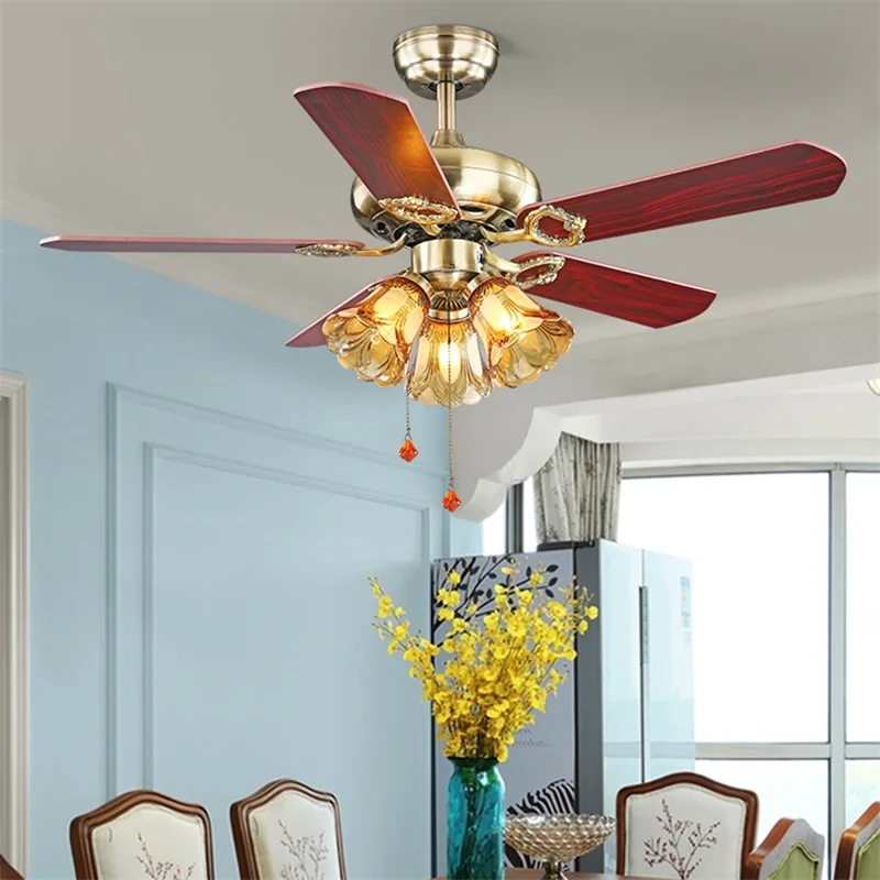 OULALA Ceiling Fan And Light With Wood Blade 220V 110V Modern Fan Lighting for Home Dining Room Bedroom Restaurant