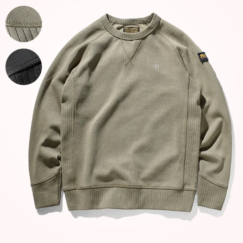 2020 Military Style Fashion Autumn and Winter Men's Casual Warmth Thickened Knitted Sweater Jacket Round Neck Pullover Sweater