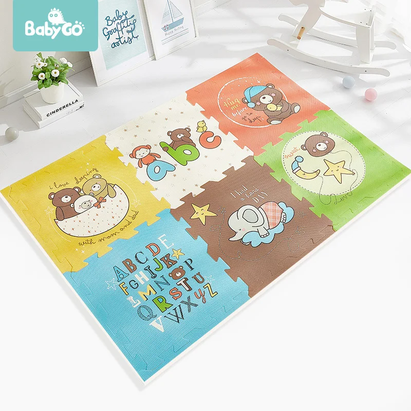 BabyGo Baby Crawling Pad Thickened 2cm Tasteless XPE Foam 6pcs Play Mat Kids Living Room Cartoon Non-Slip Play Game Toys Mat