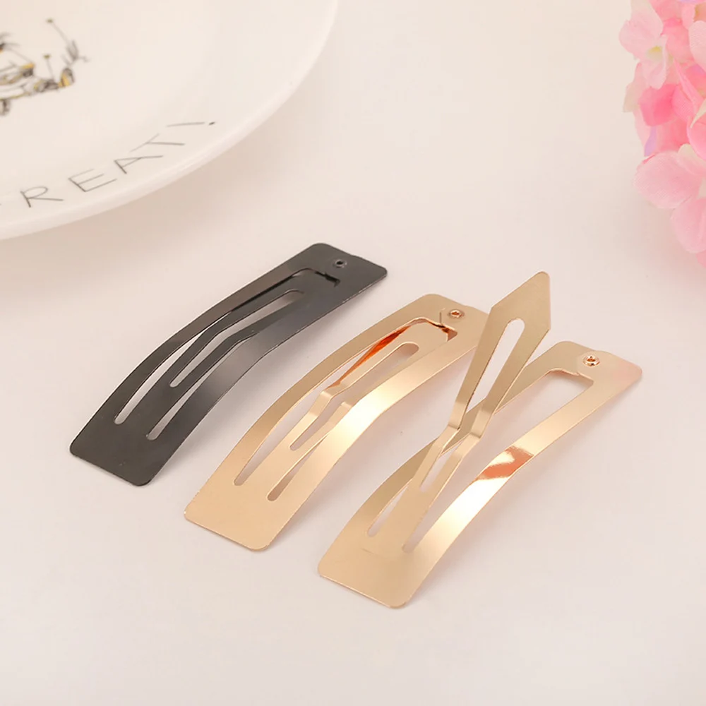 100pcs Stock Rectangle Snap BB Hair Clip 5cm 6cm 7cm 8cm Silver Gold Black Barrettes DIY Hair Pin Headwear Girls Hairgrip