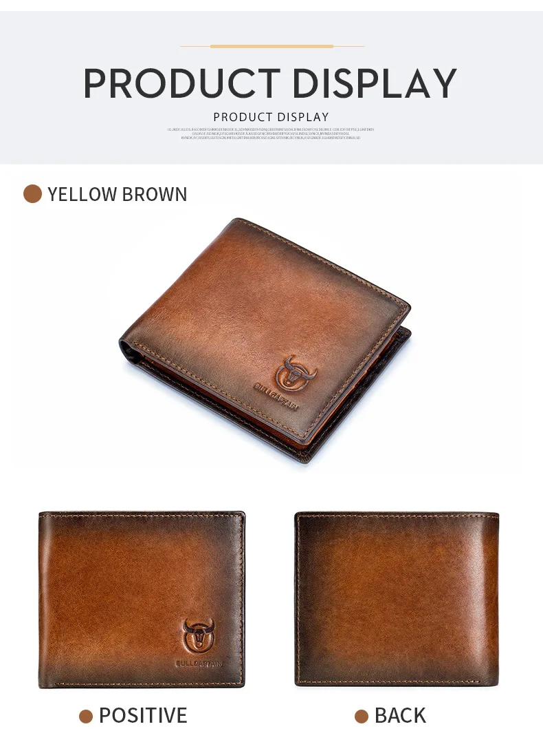 BULLCAPTAIN RFID-blockierende Herren-Leder-Geldbörse, zweifach faltbar, schmale Geldbörse, Kartenhalter mit mehreren Karten, Ausweis-Geldbörse QB 05 – Detail 9