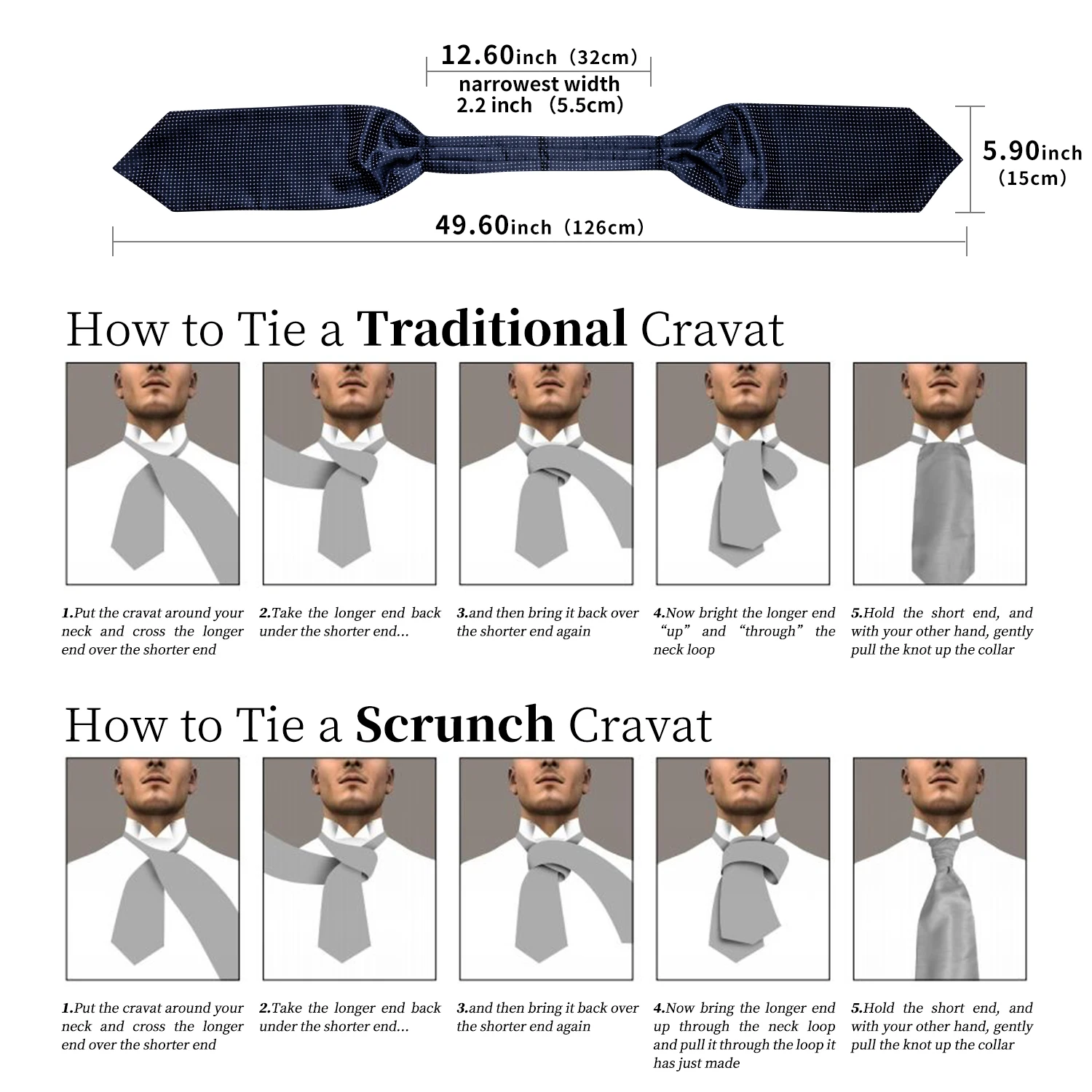 Männer Vintage Krawatte Ascot Krawatte Weiß Dot Navy Blau Schal Gentleman Seide Krawatte Hanky Krawatte Ring Set für Hochzeit Party weste DiBanGu
