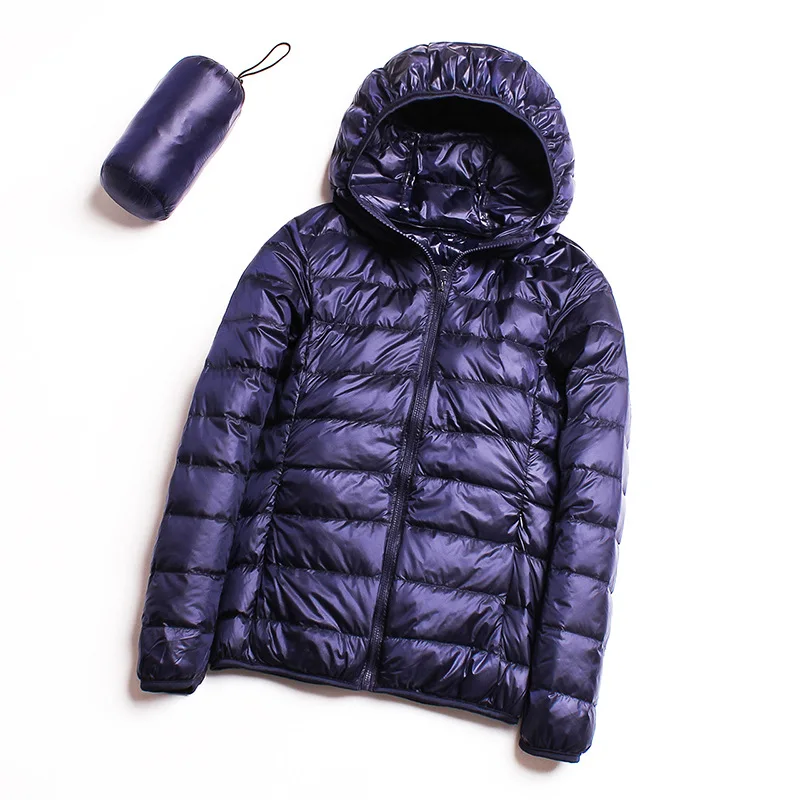 Autumn Winter Women Ultralight Thin Down Jacket White Duck Down Hooded Jackets Short Coat Warm Parka Female Portable Outwear