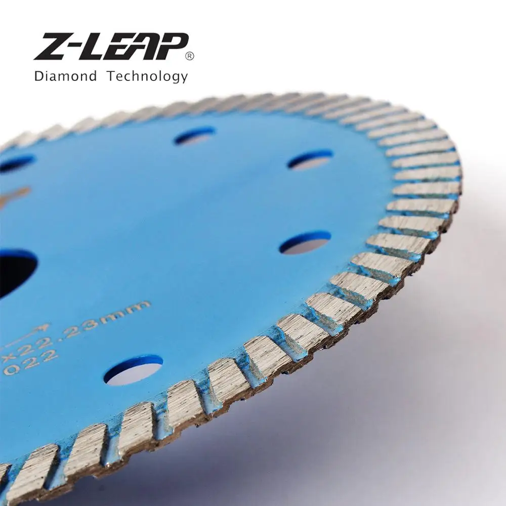 Z-LEAP 5 Inch Diamond Cutting Saw Blade 125mm Turbo Teeth Cutting Disc With Cooling Holes For Granite Marble Sandstone Concrete