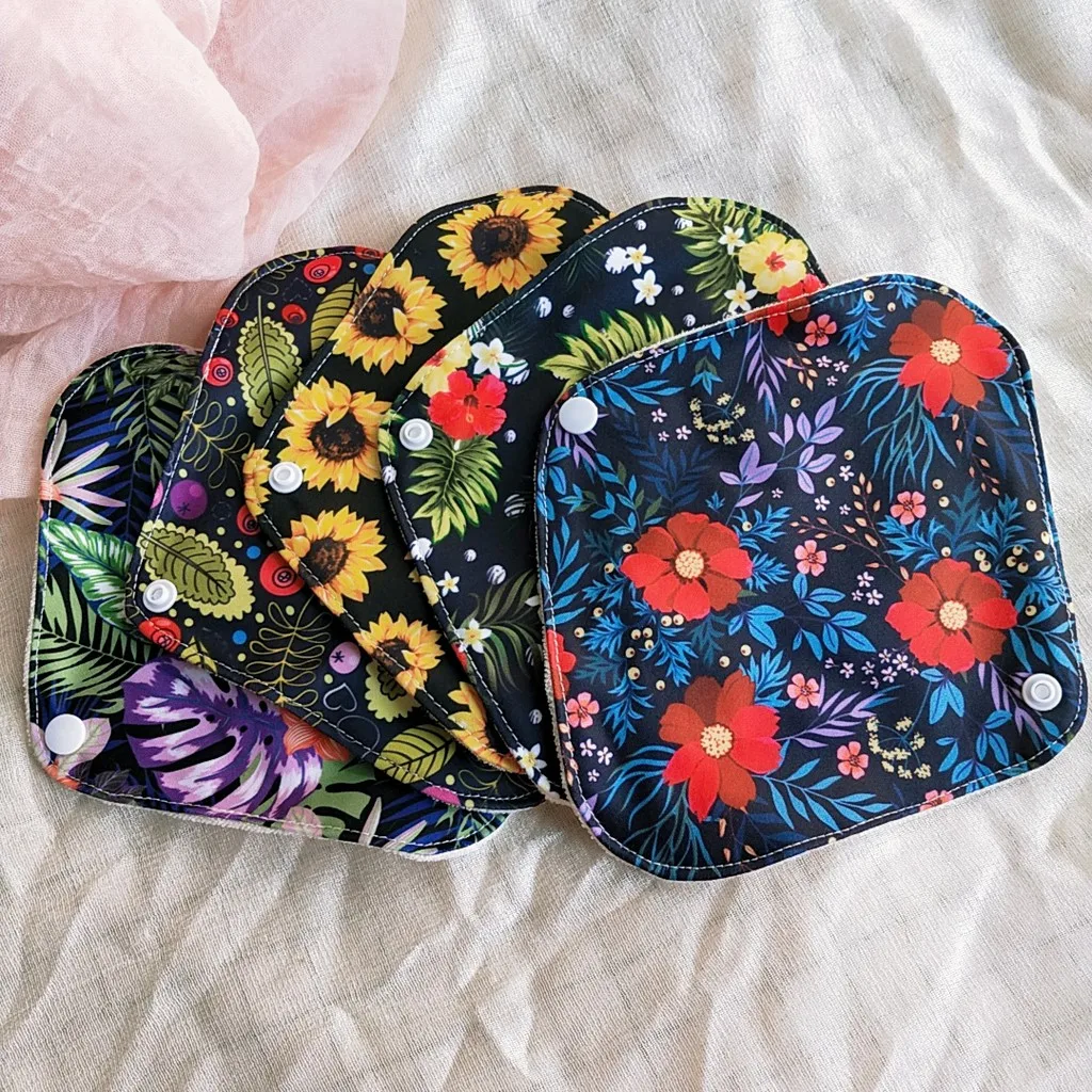 6PCS/Set Reusable Pads bamboo Charcoal Sanitary Pads Mama Menstrual Cotton Pads Washable Panty Liner Pads Health Feminine Pads