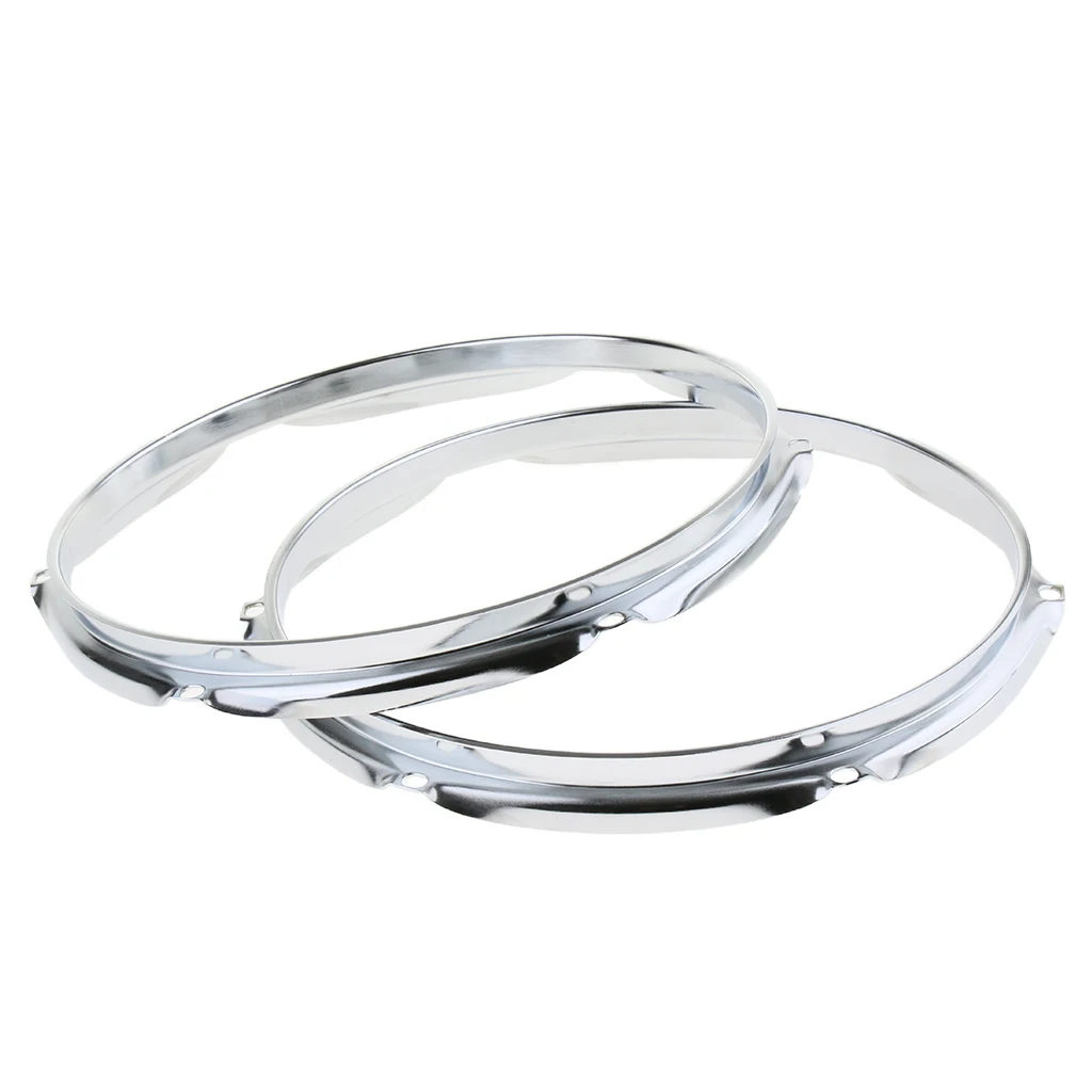 Tooyful 1 Pair Iron Tom Drum Die Cast Hoop Rim Rings Silver for Drum-player Percussion Instrument Accessory